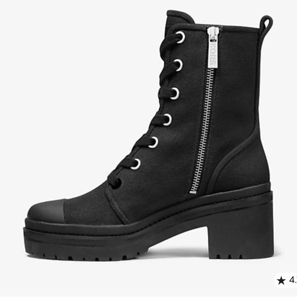 Michael Kors Black Corey Canvas Combat Boots - Picture 3 of 5